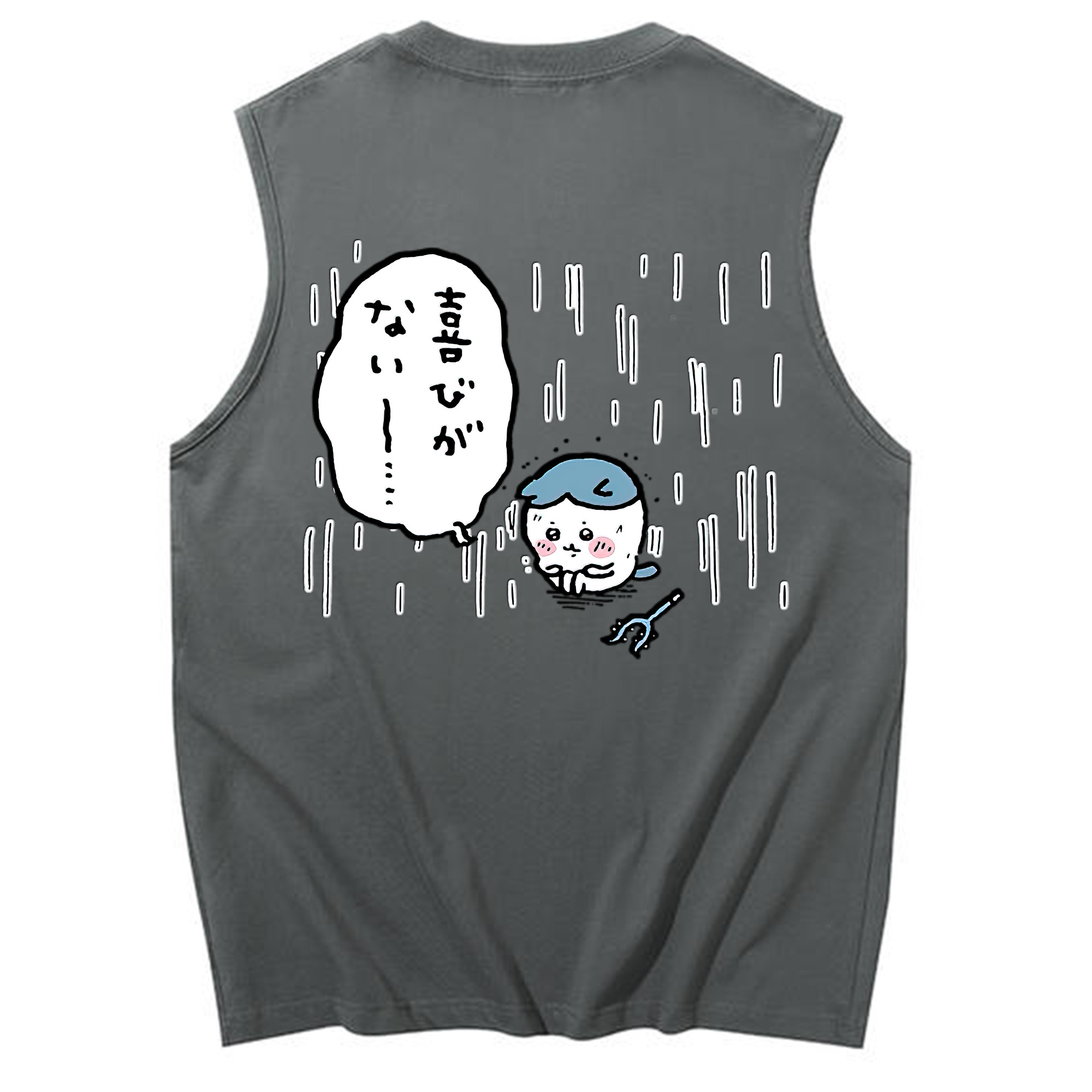 （画像用） ちいかわ ハチワレ Chii-kawa hachiware コットン100％タンクトップ（背面プリント）